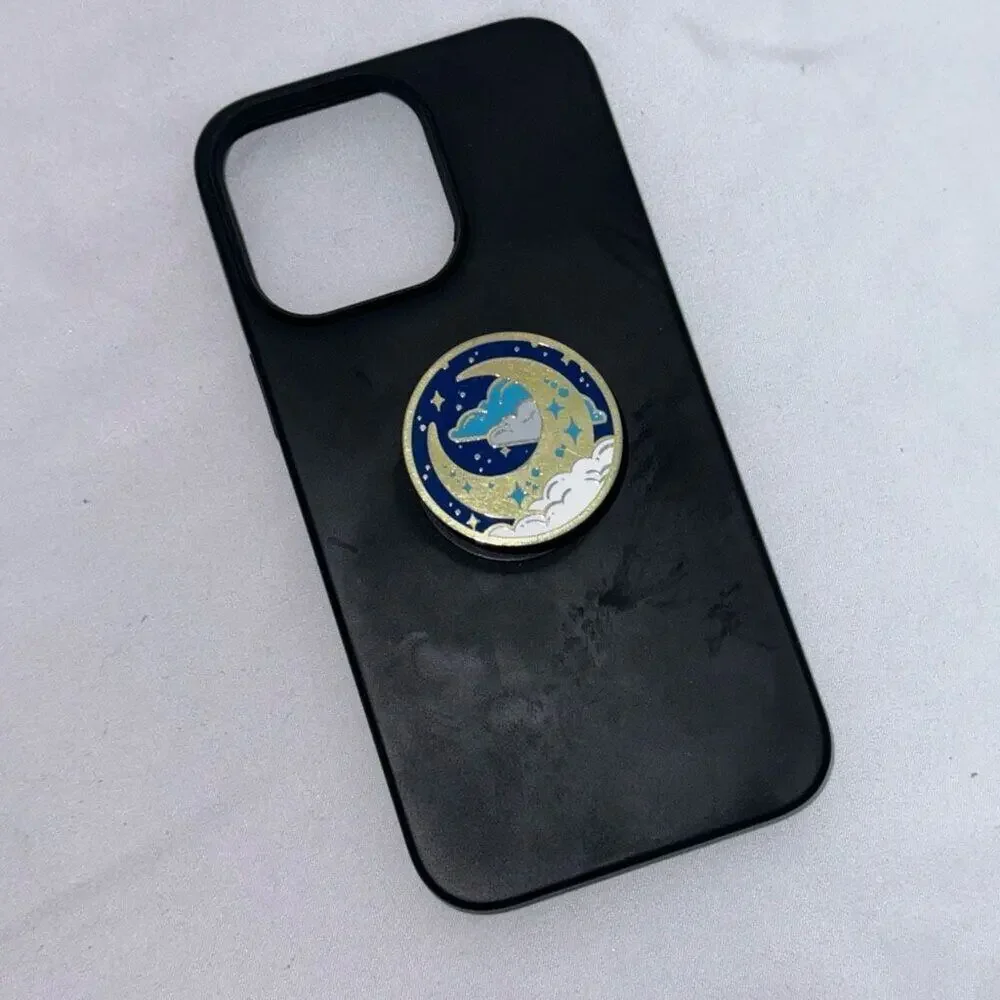 Black Phone Case with Moon Popsocket | Sz 15 Pro Max
